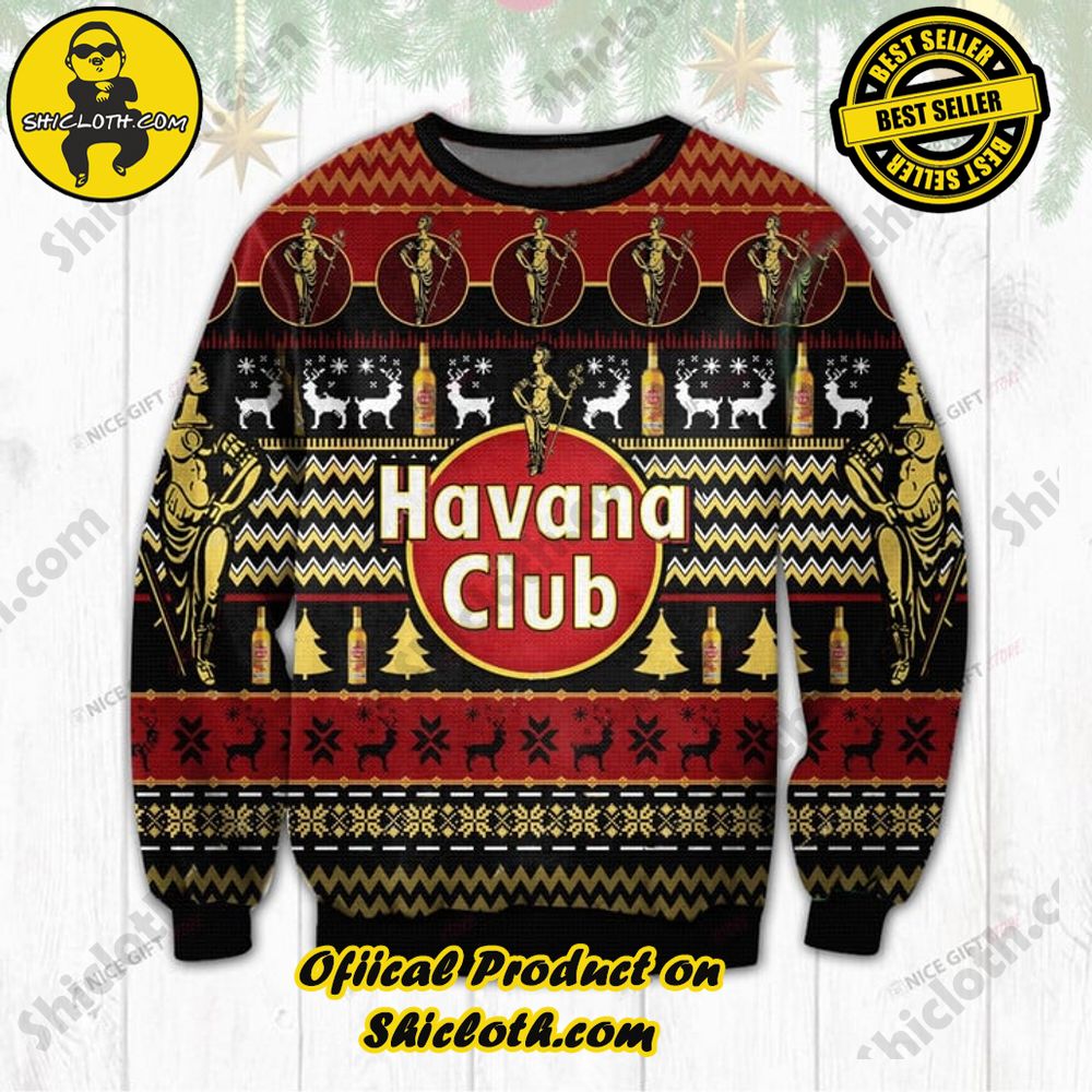 Best Seller Shiclothshop's Unique Collection of Ugly Christmas Sweaters 78 Havana Club Ugly Christmas Sweater