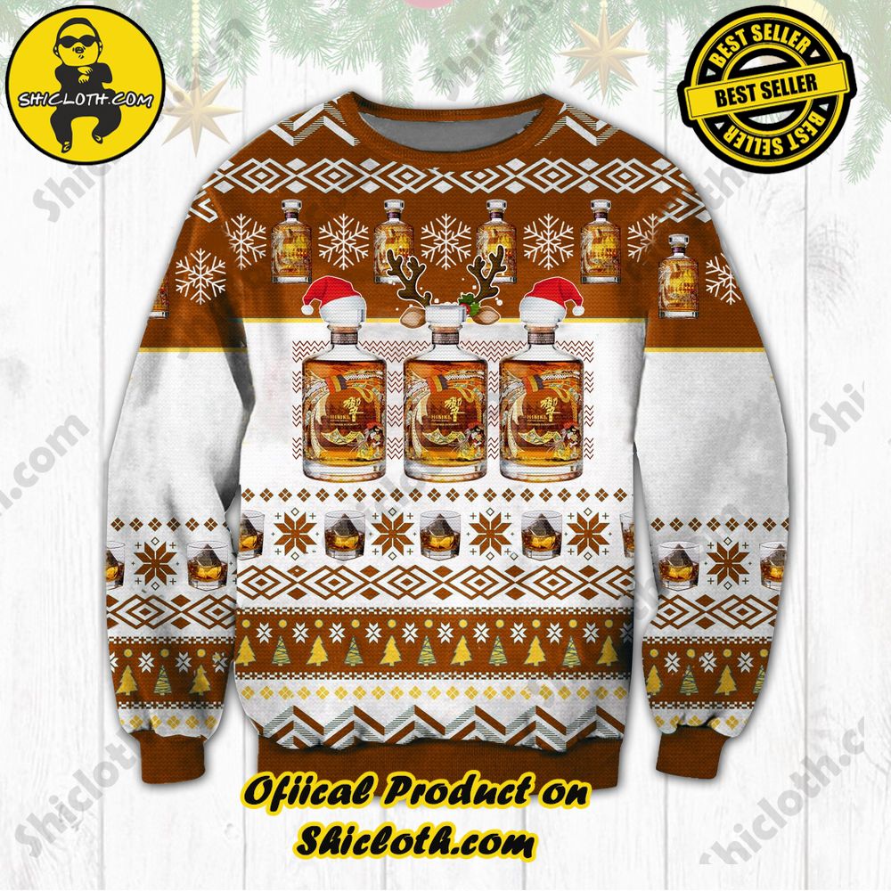 Hot Trending Unveiling Festive Delight: Shiclothshop's Unique Collection of Ugly Christmas Sweaters 19 Hibiki Japanese Harmony Whisky Ugly Christmas Sweater