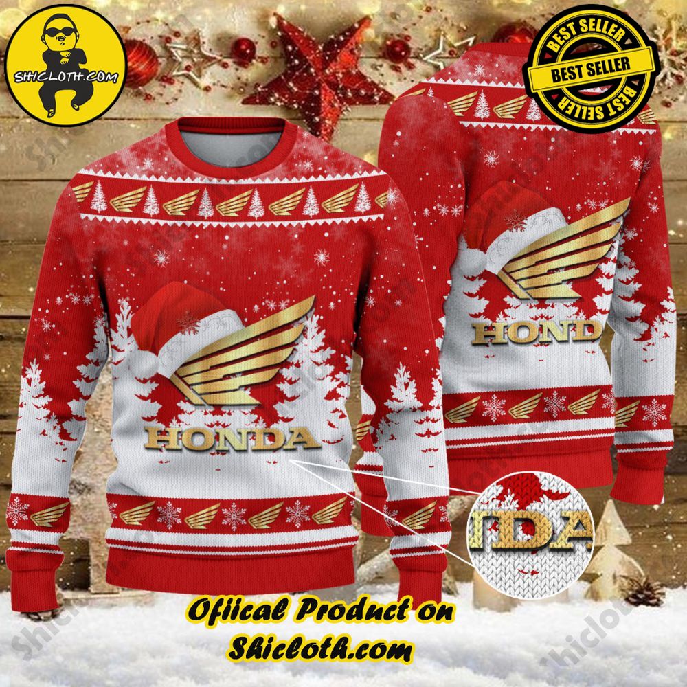 Unveiling Festive Delight: Shiclothshop's Unique Collection of Ugly Christmas Sweaters 21 Honda Motorcycle Ugly Christmas Sweater