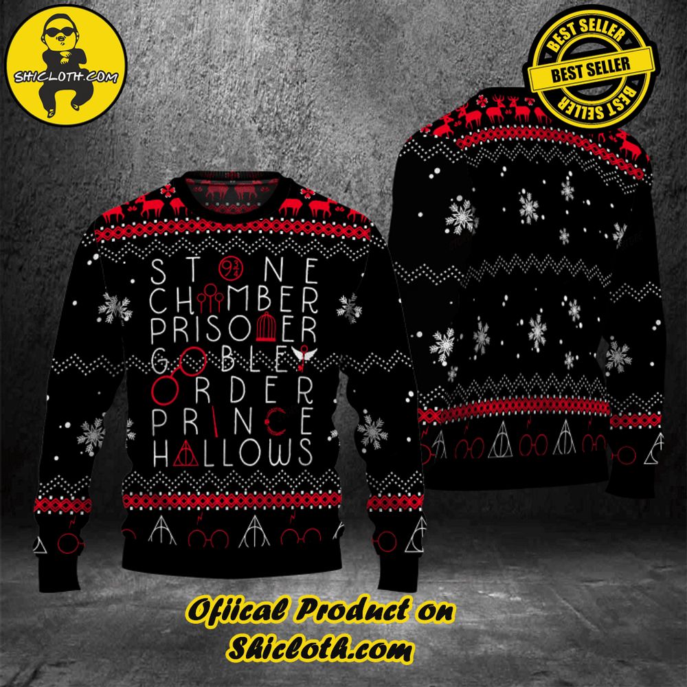 Hot Trending Shicloth's Enchanting Christmas Sweaters 16 HP Inspired Book Titles Christmas Ugly Sweater Version 2