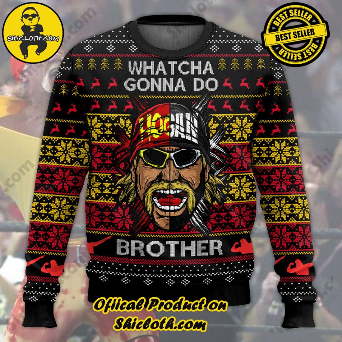Best Seller Shiclothshop's Sweater: The Perfect Cozy Christmas Gift 13 Hulk Hogan Ugly Sweater Ver 2