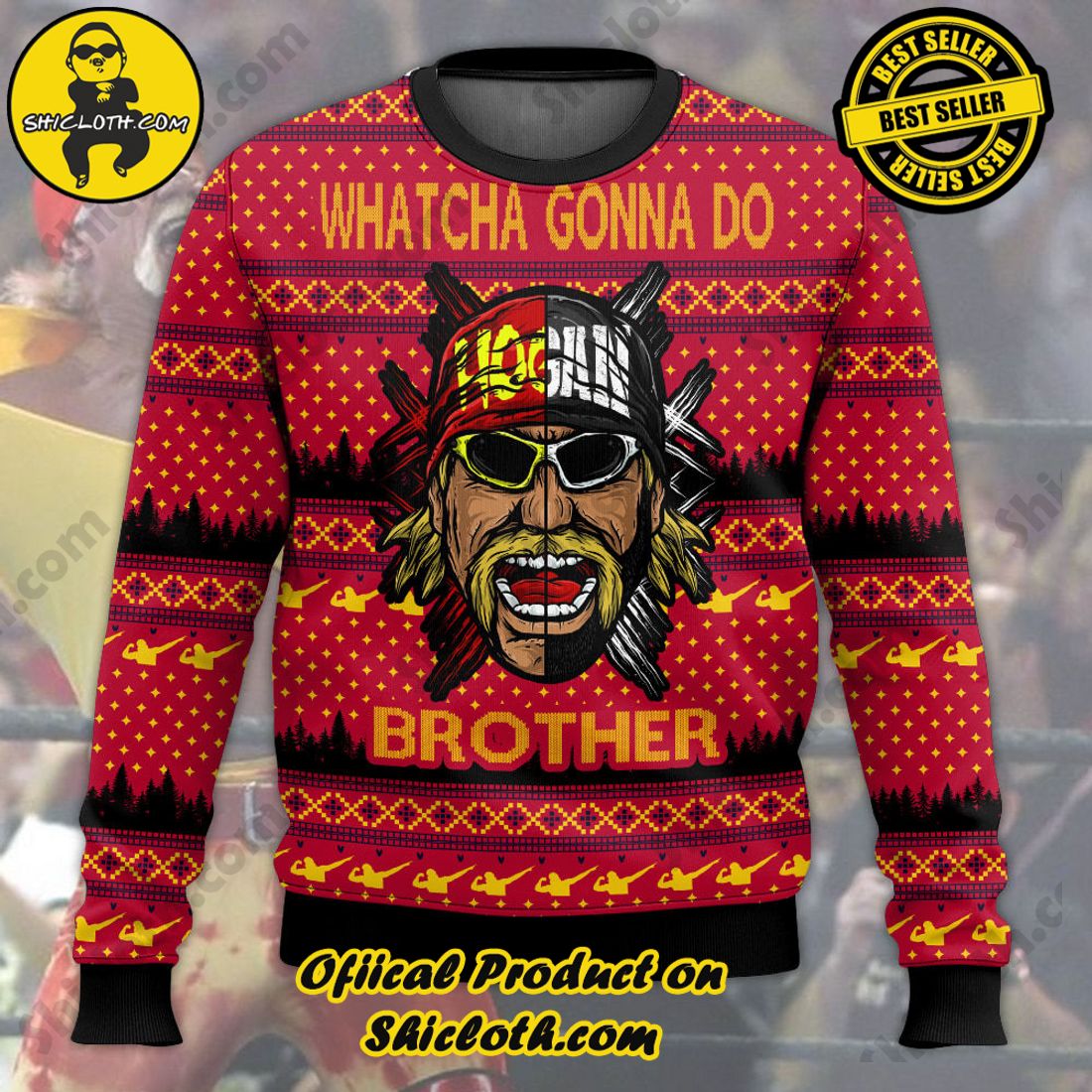 Best Seller Shiclothshop's Sweater: The Perfect Cozy Christmas Gift 14 Hulk Hogan Ugly Sweater Ver 3
