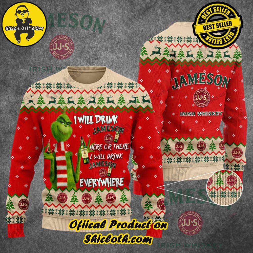 Shicloth's Enchanting Christmas Sweaters: A Cozy Blend of Style and Festivity 14 I Will Drink Jameson Irish Whiskey Here Or There I Will Drink Jameson Irish Whiskey Everywhere Ugly Sweater