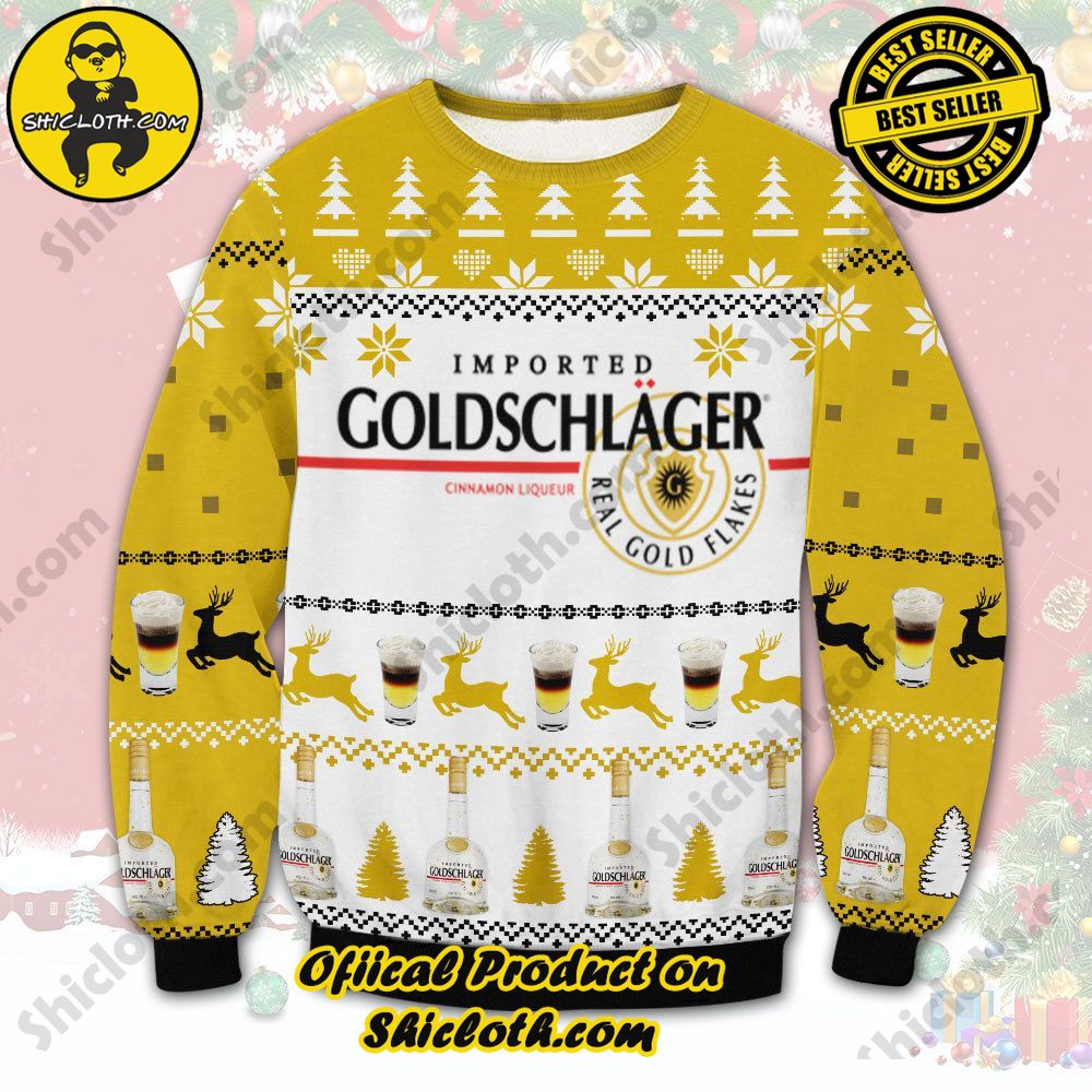 Best Seller Unveiling Festive Delight: Shiclothshop's Unique Collection of Ugly Christmas Sweaters 15 Imported Goldschlager Ugly Christmas Sweater