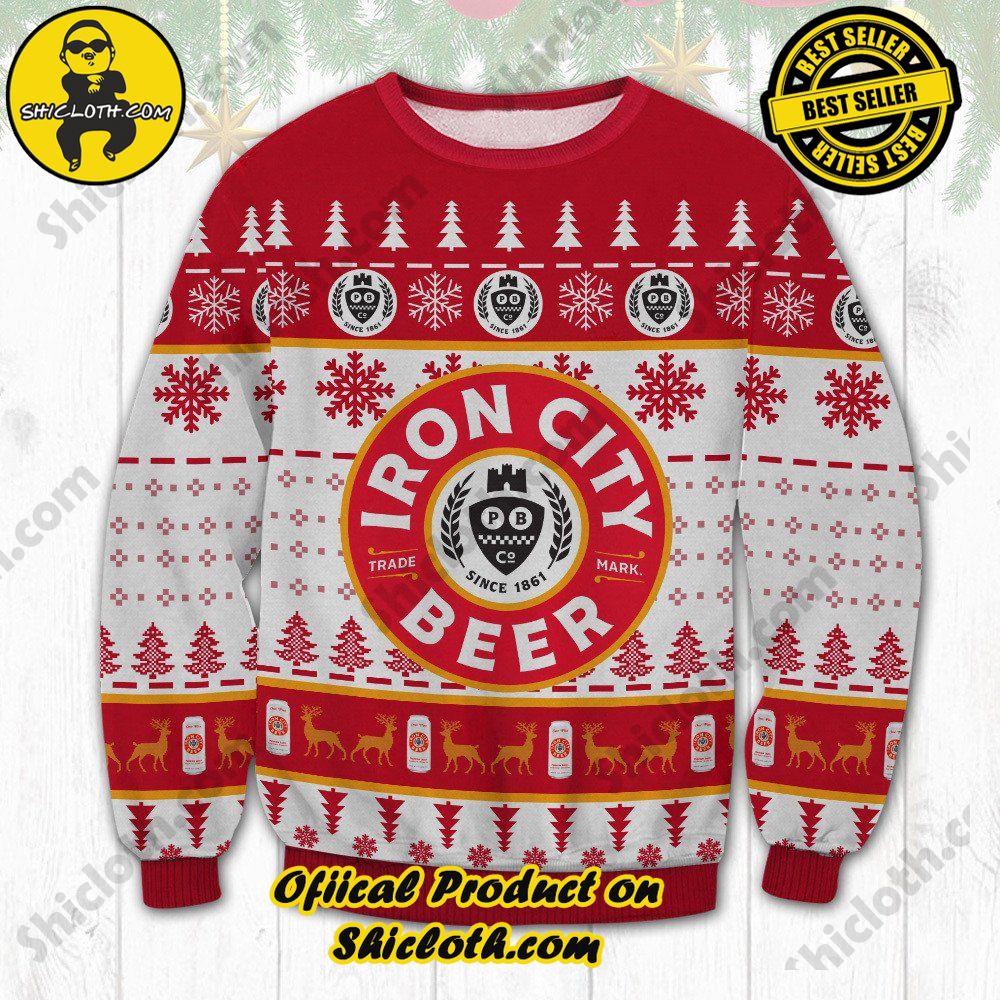 Hot Trending Unveiling Festive Delight: Shiclothshop's Unique Collection of Ugly Christmas Sweaters 21 Iron City Beer Ugly Christmas Sweater
