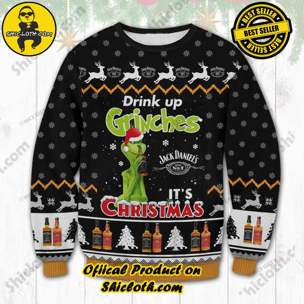 Best Seller Shiclothshop's Unique Collection of Ugly Christmas Sweaters 91 Jack Daniel's Drink Up Grinches It's Christmas Sweater
