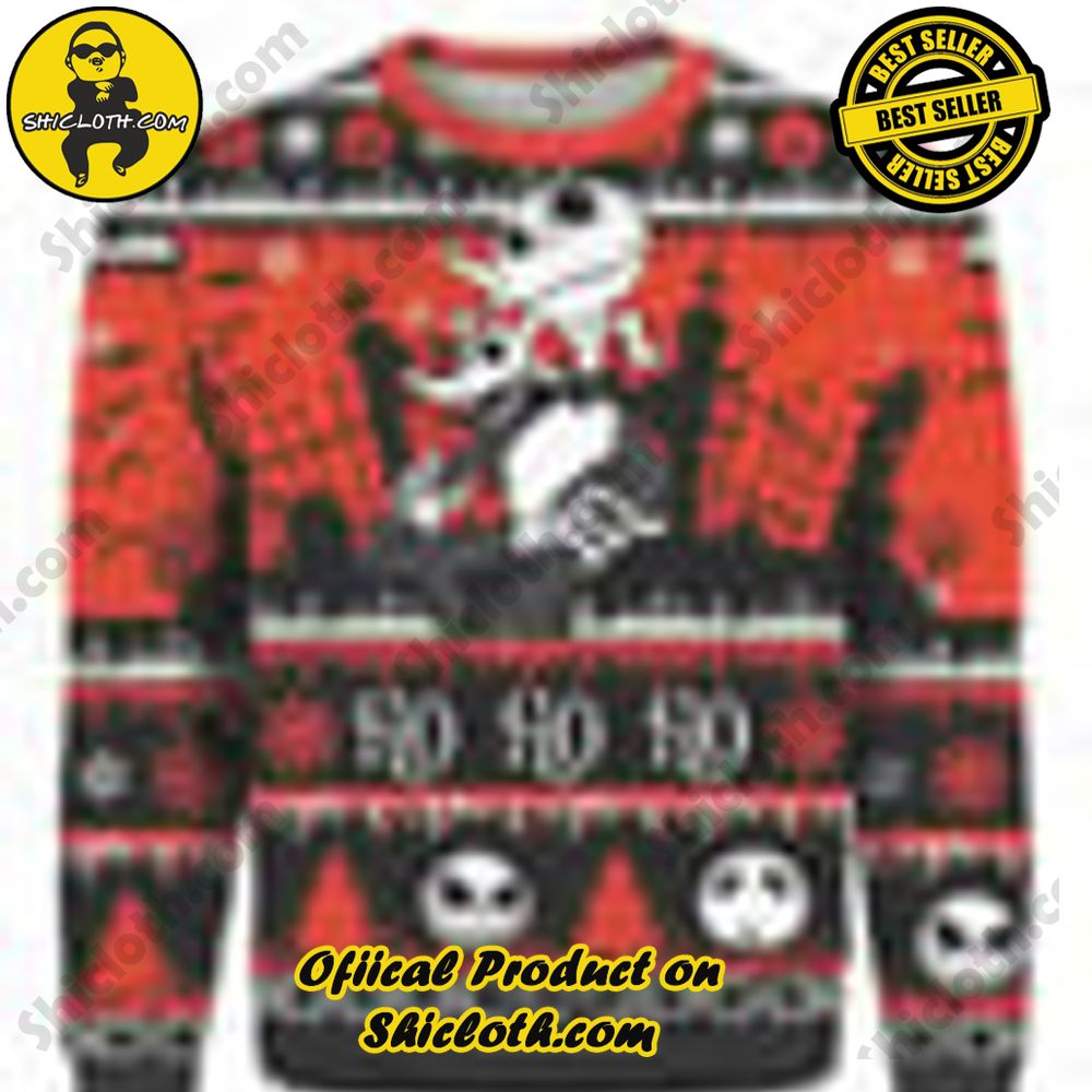 Jack Skellington Ho Ho Ho Christmas Ugly Sweater 2 Jack Skellington Ho Ho Ho Christmas Ugly Sweater - Image 2