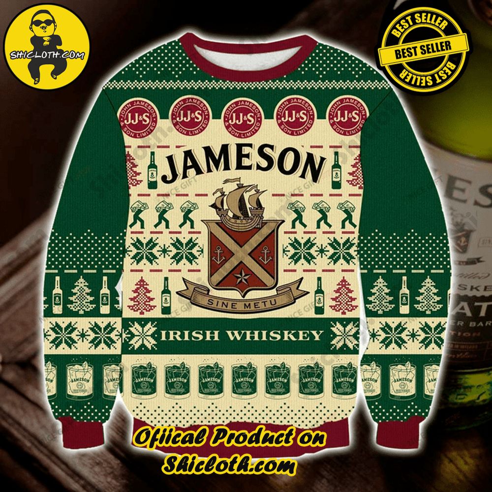 Best Seller Shiclothshop's Unique Collection of Ugly Christmas Sweaters 94 Jameson Irish Whiskey Ugly Sweater Version 1