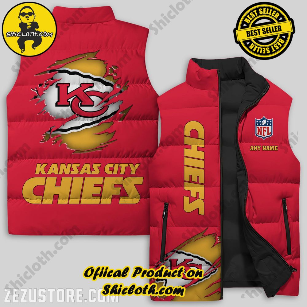 Hot Trending Game Day Glamour: Elevate Your Style with Shiclothshop's NFL Team Sleeveless Jacket Collection 12 Kansas City Chiefs NFL Sleeveless Jacket Premium Ver 2