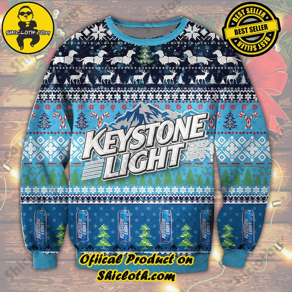 Best Seller Unveiling Festive Delight: Shiclothshop's Unique Collection of Ugly Christmas Sweaters 16 Keystone Light Ugly Christmas Sweater Ver 3