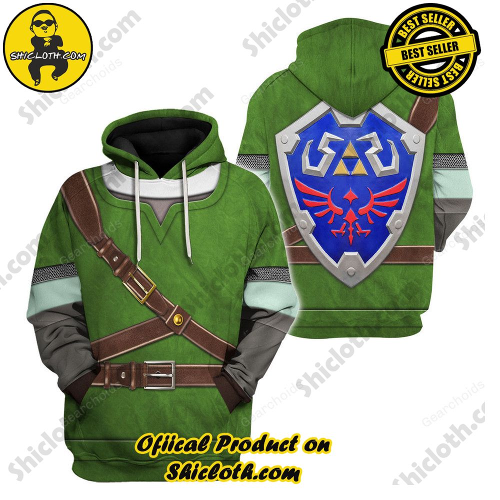 Unveiling the Allure of Shiclothshop's 'The Legend of Zelda' Outfit Costume Collection 12 Knights of Skyloft Green Shield Unisex Hoodie Sweatshirt T-shirt Sweatpants Cosplay