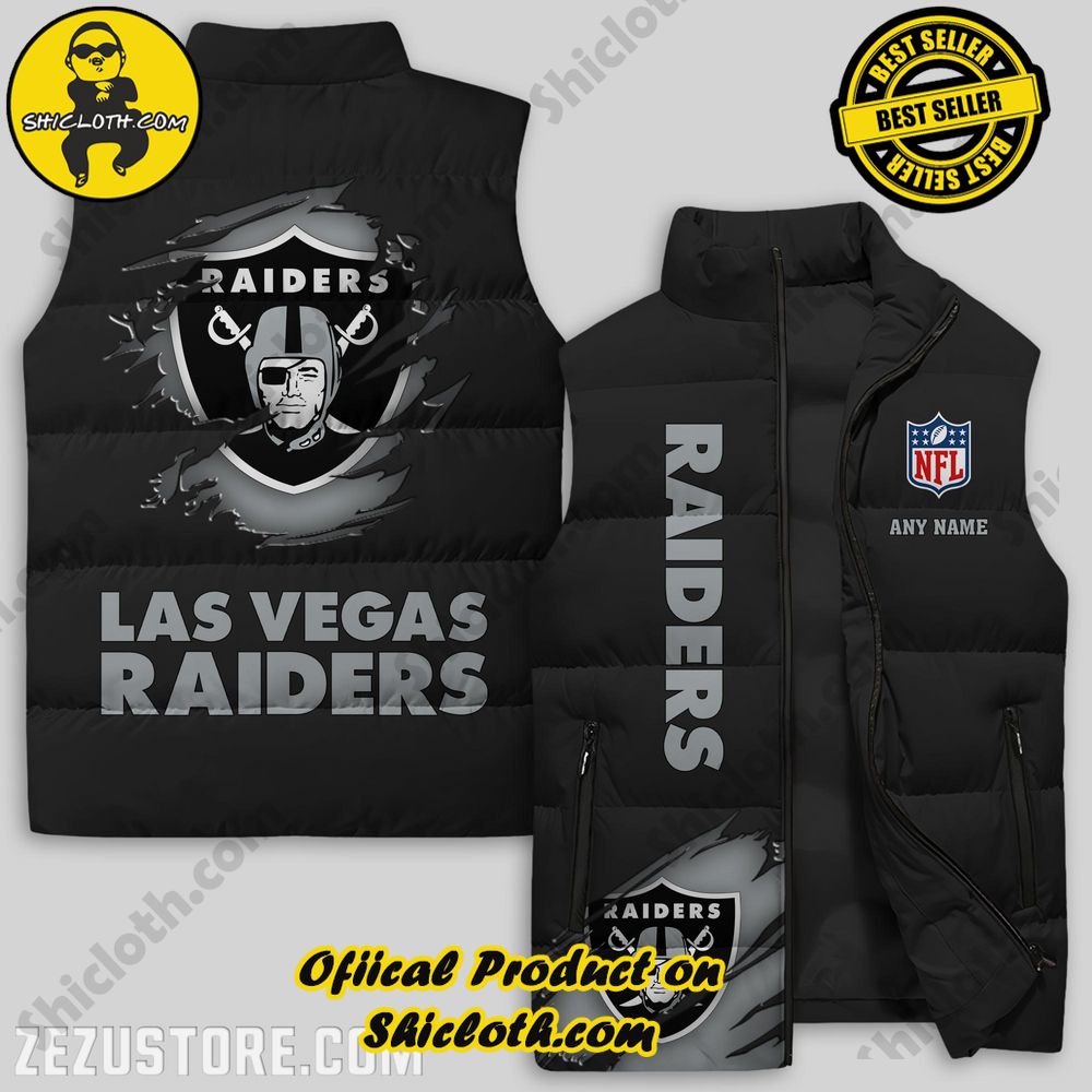 Hot Trending Game Day Glamour: Elevate Your Style with Shiclothshop's NFL Team Sleeveless Jacket Collection 16 Las Vegas Raiders NFL Sleeveless Jacket Premium Ver 2