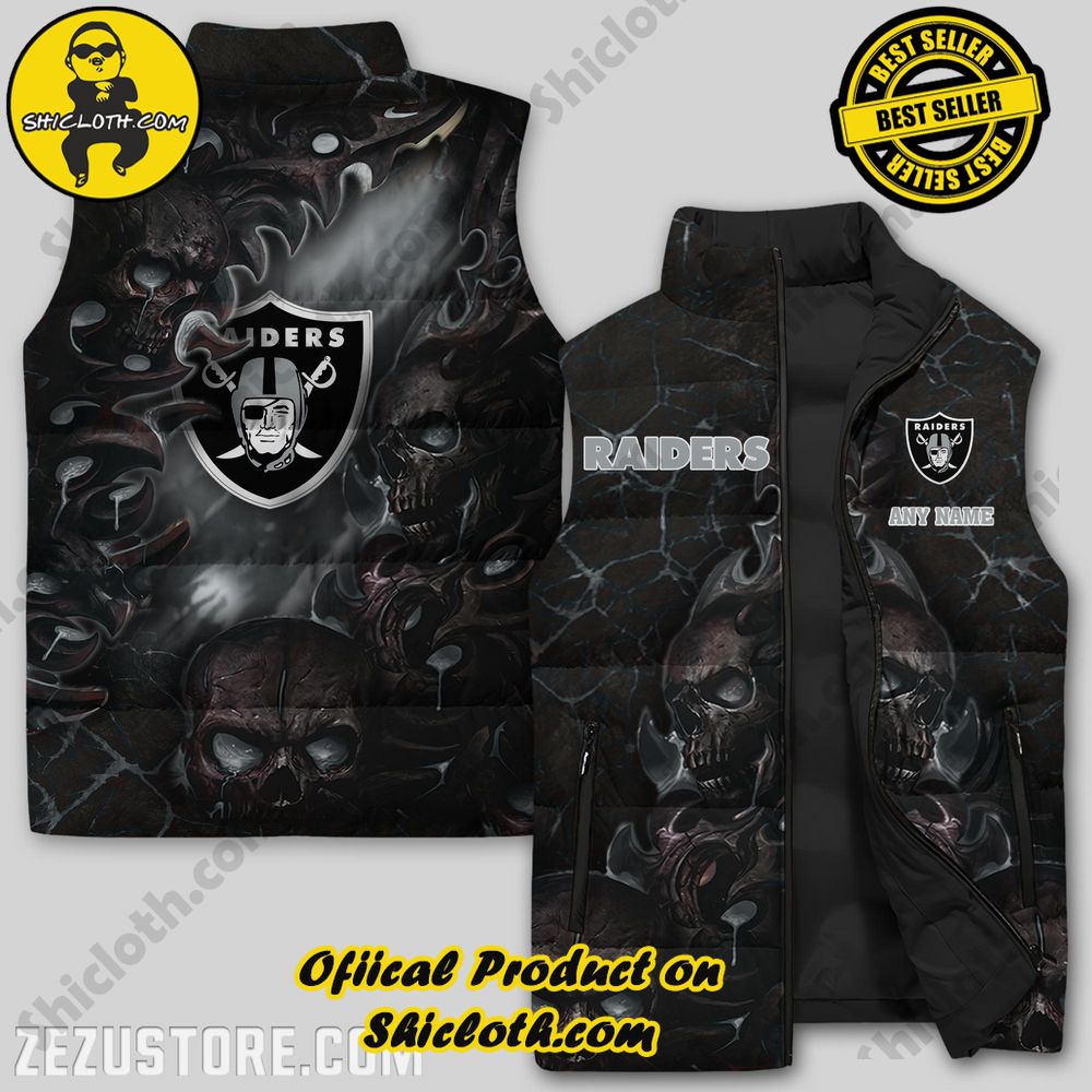 Hot Trending Game Day Glamour: Elevate Your Style with Shiclothshop's NFL Team Sleeveless Jacket Collection 17 Las Vegas Raiders NFL Sleeveless Jacket Premium Ver 3
