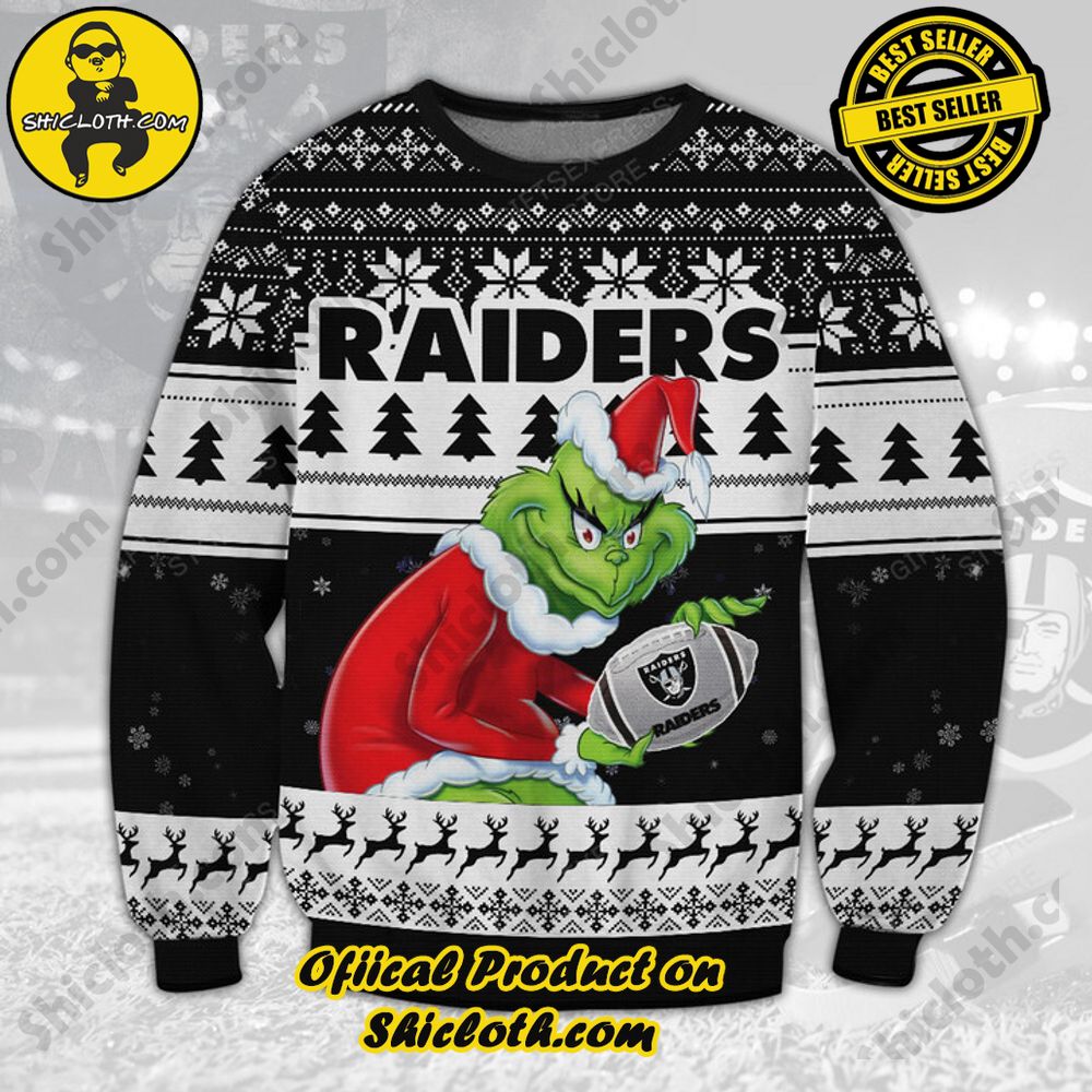 Unveiling Festive Delight: Shiclothshop's Unique Collection of Ugly Christmas Sweaters 80 Las Vegas Raiders Ugly Sweater