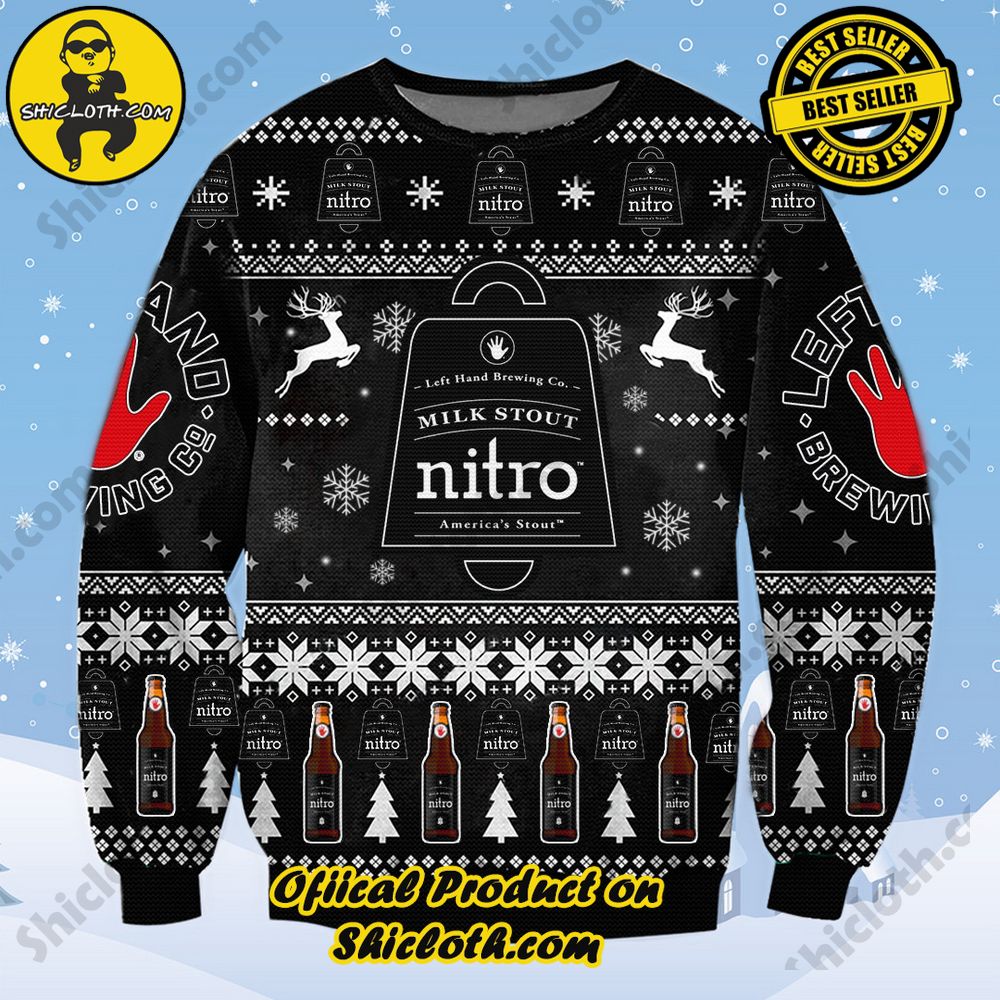 Best Seller Unveiling Festive Delight: Shiclothshop's Unique Collection of Ugly Christmas Sweaters 19 Left Hand Brewing Milk Stout Nitro Ugly Christmas Sweater