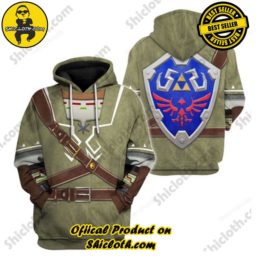 Limited Edition Shiclothshop's Legend of Zelda Outfit Costume Affordable and High-Quality 9 Link Attire Shield Unisex Hoodie Sweatshirt T-shirt Sweatpants Cosplay