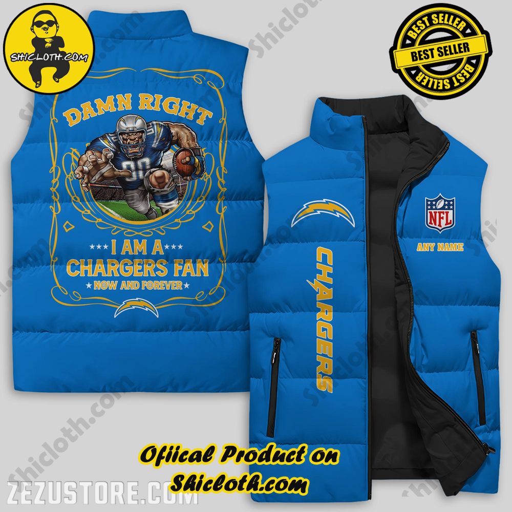 Hot Trending Game Day Glamour: Elevate Your Style with Shiclothshop's NFL Team Sleeveless Jacket Collection 19 Los Angeles Chargers NFL Sleeveless Jacket Premium Ver 1