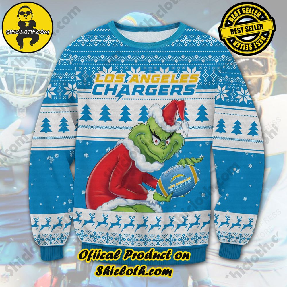 Unveiling Festive Delight: Shiclothshop's Unique Collection of Ugly Christmas Sweaters 81 Los Angeles Chargers Ugly Sweater