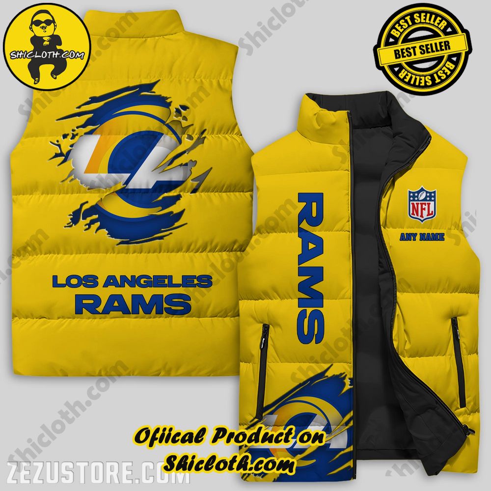 Hot Trending Game Day Glamour: Elevate Your Style with Shiclothshop's NFL Team Sleeveless Jacket Collection 24 Los Angeles Rams NFL Sleeveless Jacket Premium Ver 2