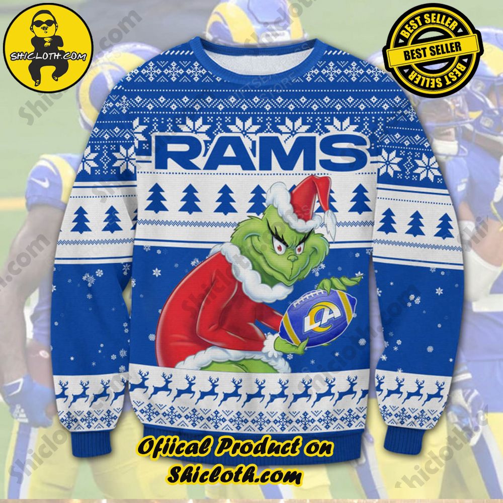 Unveiling Festive Delight: Shiclothshop's Unique Collection of Ugly Christmas Sweaters 82 Los Angeles Rams Ugly Sweater