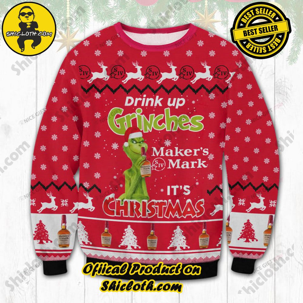 Shicloth's Enchanting Christmas Sweaters: A Cozy Blend of Style and Festivity 18 Maker's Mark Drink Up Grinches It's Chirstmas Ugly Sweater