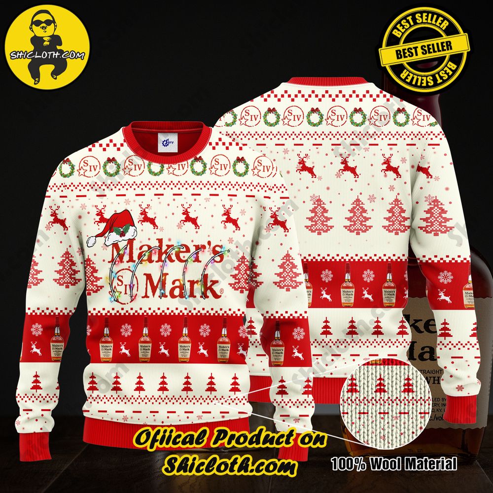 Hot Trending Shiclothshop's Ugly Sweater - A meaningful gift for family and loved ones. 27 Makers Mark Santa Hat Ugly Christmas Sweater