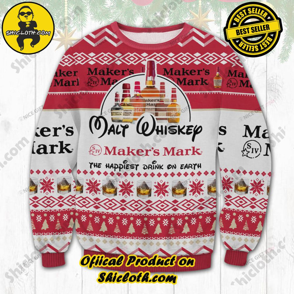 Limited Edition Christmas Sweaters from Shiclothshop 12 Malt Whiskey Maker's Mark The Happiest Dink On Earth Ugly Sweater