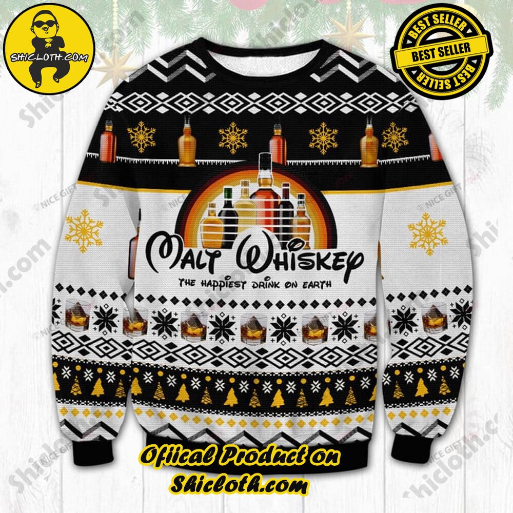 Limited Edition Christmas Sweaters from Shiclothshop 13 Malt Whiskey The Happiest Dink On Earth Ugly Sweater