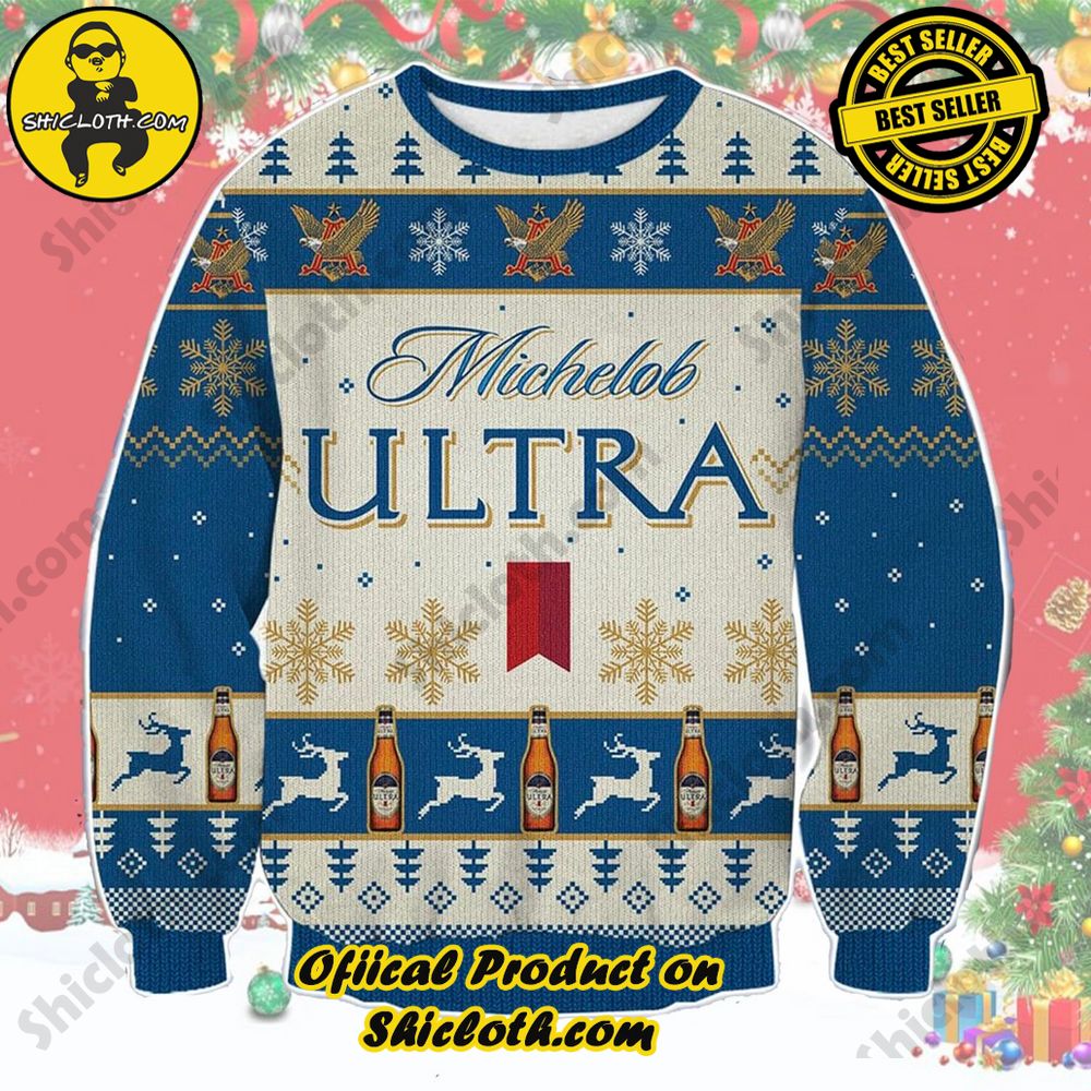 Best Seller Unveiling Festive Delight: Shiclothshop's Unique Collection of Ugly Christmas Sweaters 22 Michelob Ultra Ugly Christmas Sweater Ver 2