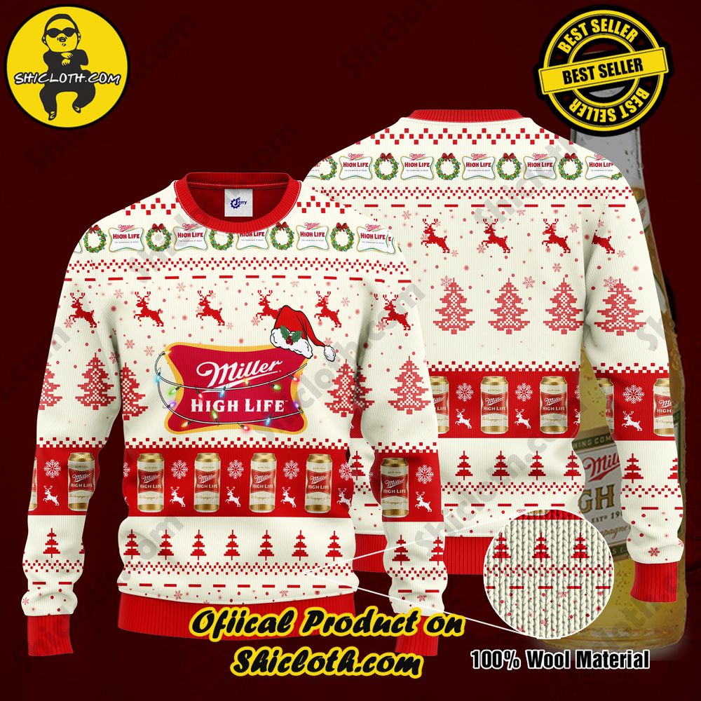 Hot Trending Shiclothshop's Ugly Sweater - A meaningful gift for family and loved ones. 28 Miller High Life Santa Hat Christmas Ugly Christmas Sweater