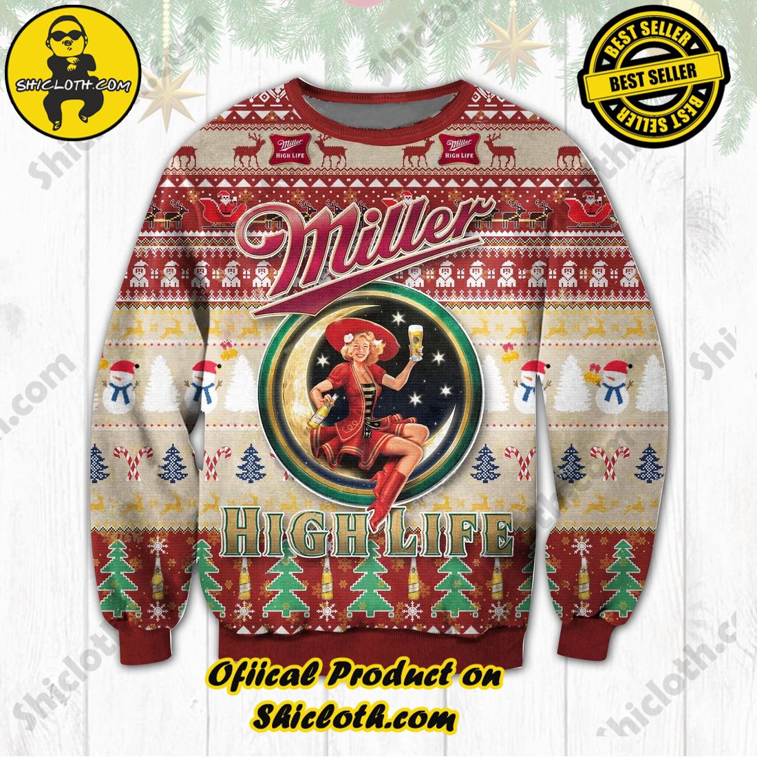 Best Seller Shiclothshop's Sweater: The Perfect Cozy Christmas Gift 27 Miller Highlife Ugly Christmas Sweater