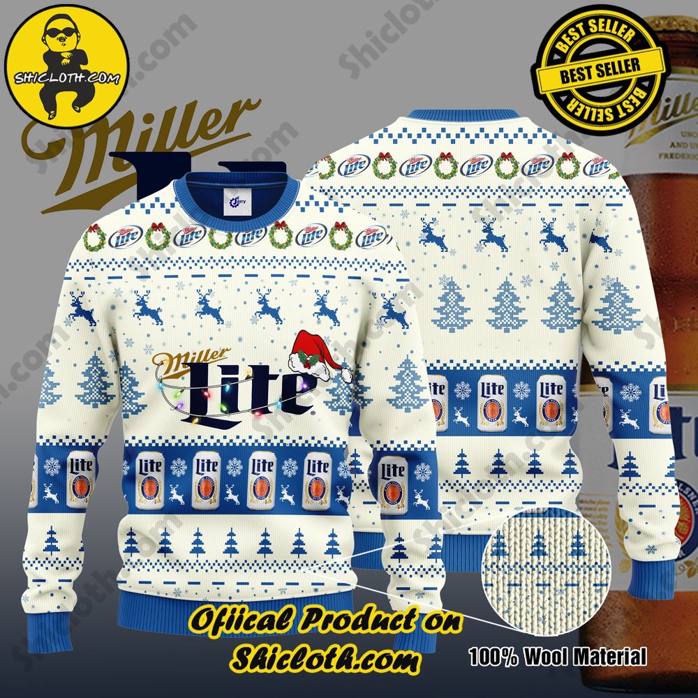 Hot Trending: Exploring Shiclothshop and Their Sweater Collection 29 Miller Lite Santa Hat Christmas Ugly Christmas Sweater