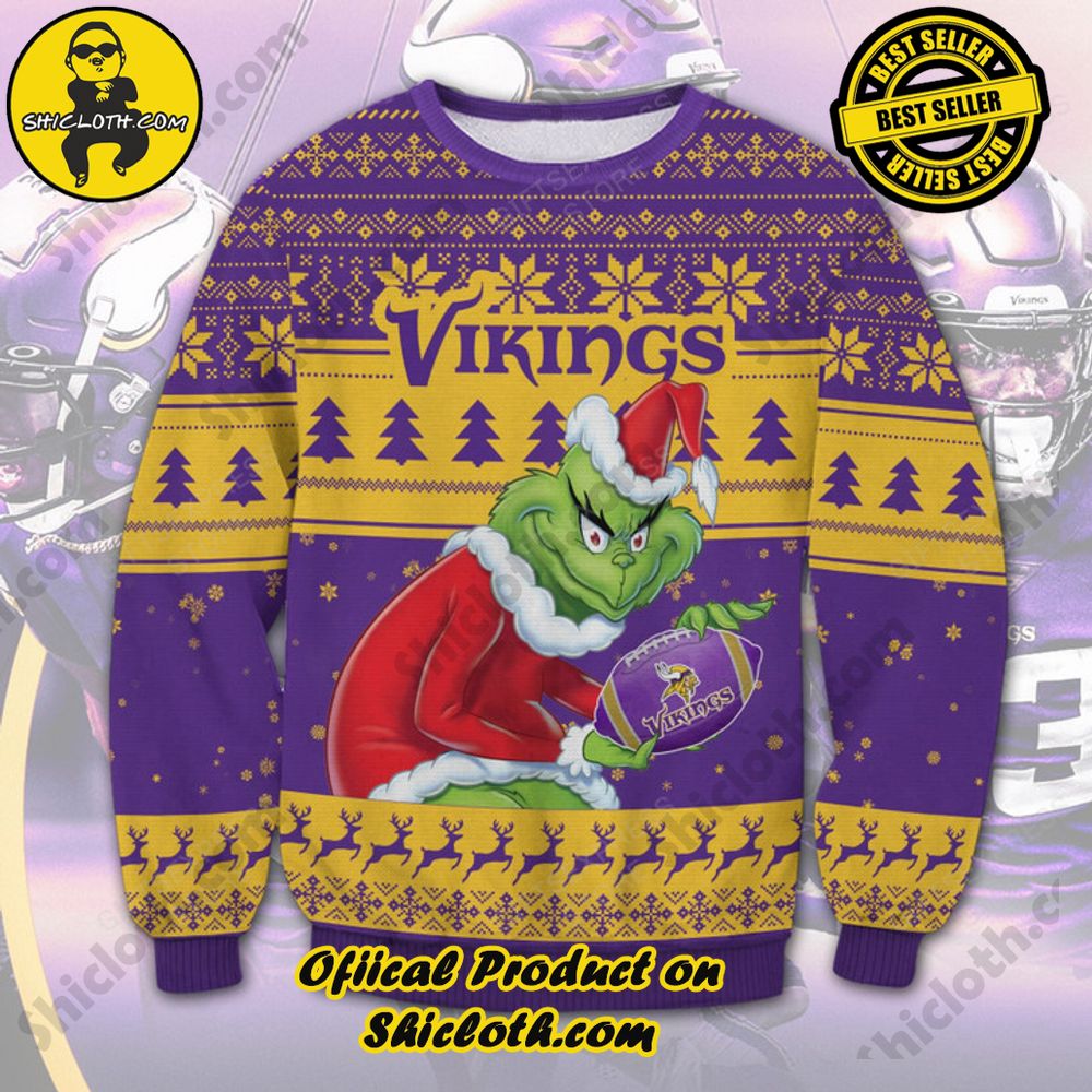 Unveiling Festive Delight: Shiclothshop's Unique Collection of Ugly Christmas Sweaters 84 Minnesota Vikings Ugly Sweater