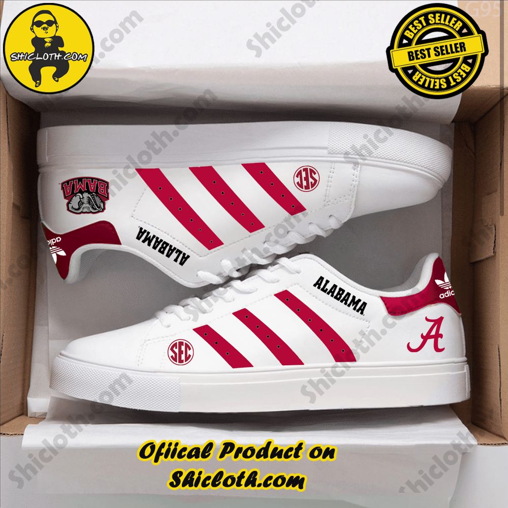 Stan Smith Shoes from Shiclothshop - A meaningful gift for sports enthusiasts. 2 NCAA Alabama Crimson Tide Adidas Stan Smith Shoes