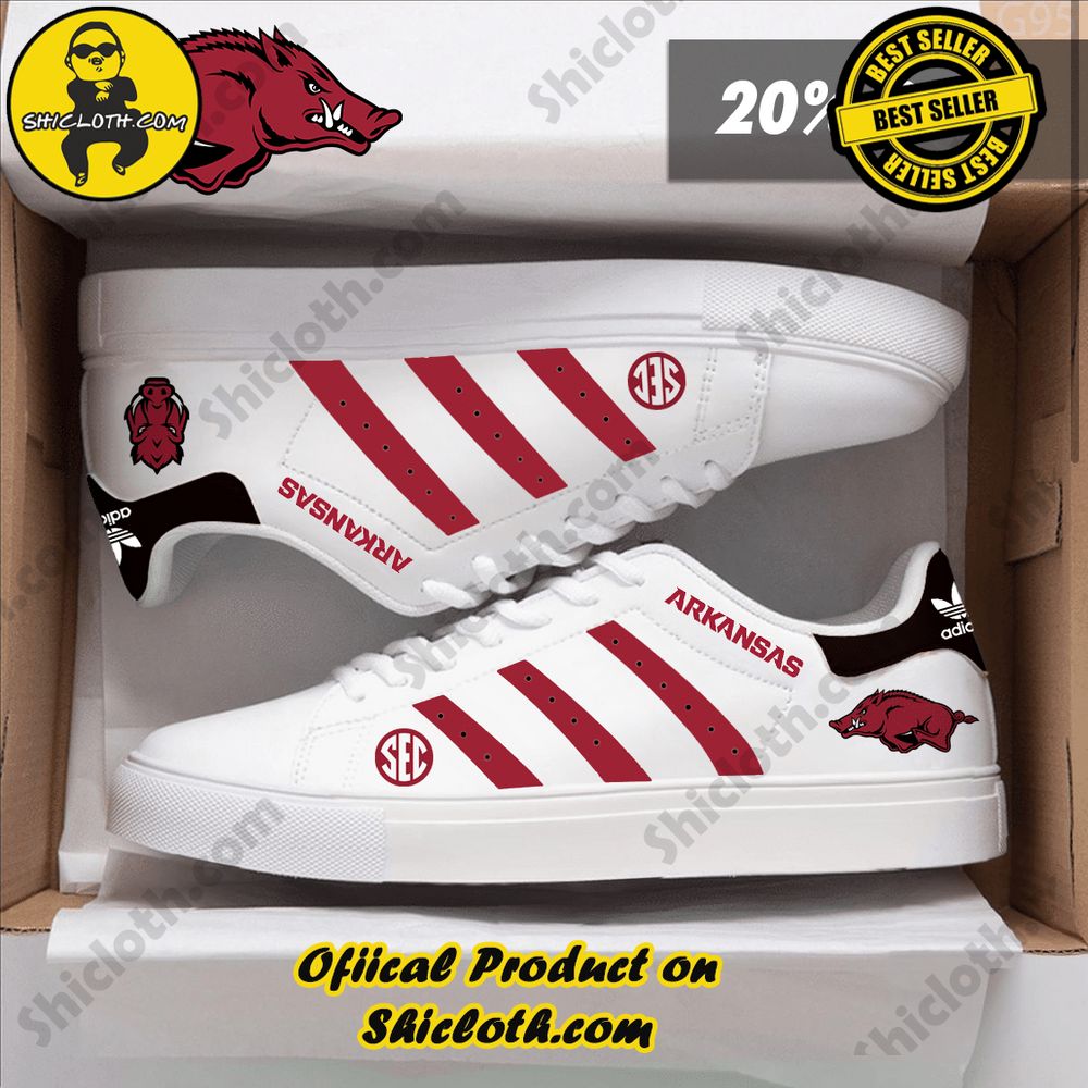 Stan Smith Shoes from Shiclothshop - A meaningful gift for sports enthusiasts. 3 NCAA Arkansas Razorbacks Adidas Stan Smith Shoes