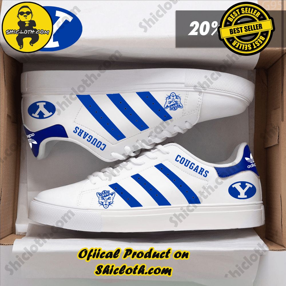 Stan Smith Shoes from Shiclothshop - A meaningful gift for sports enthusiasts. 9 NCAA BYU Cougars Adidas Stan Smith Shoes