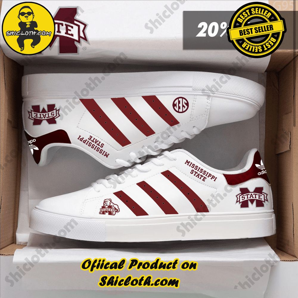 Stan Smith Shoes from Shiclothshop - A meaningful gift for sports enthusiasts. 29 NCAA Mississippi State Bulldogs Adidas Stan Smith Shoes
