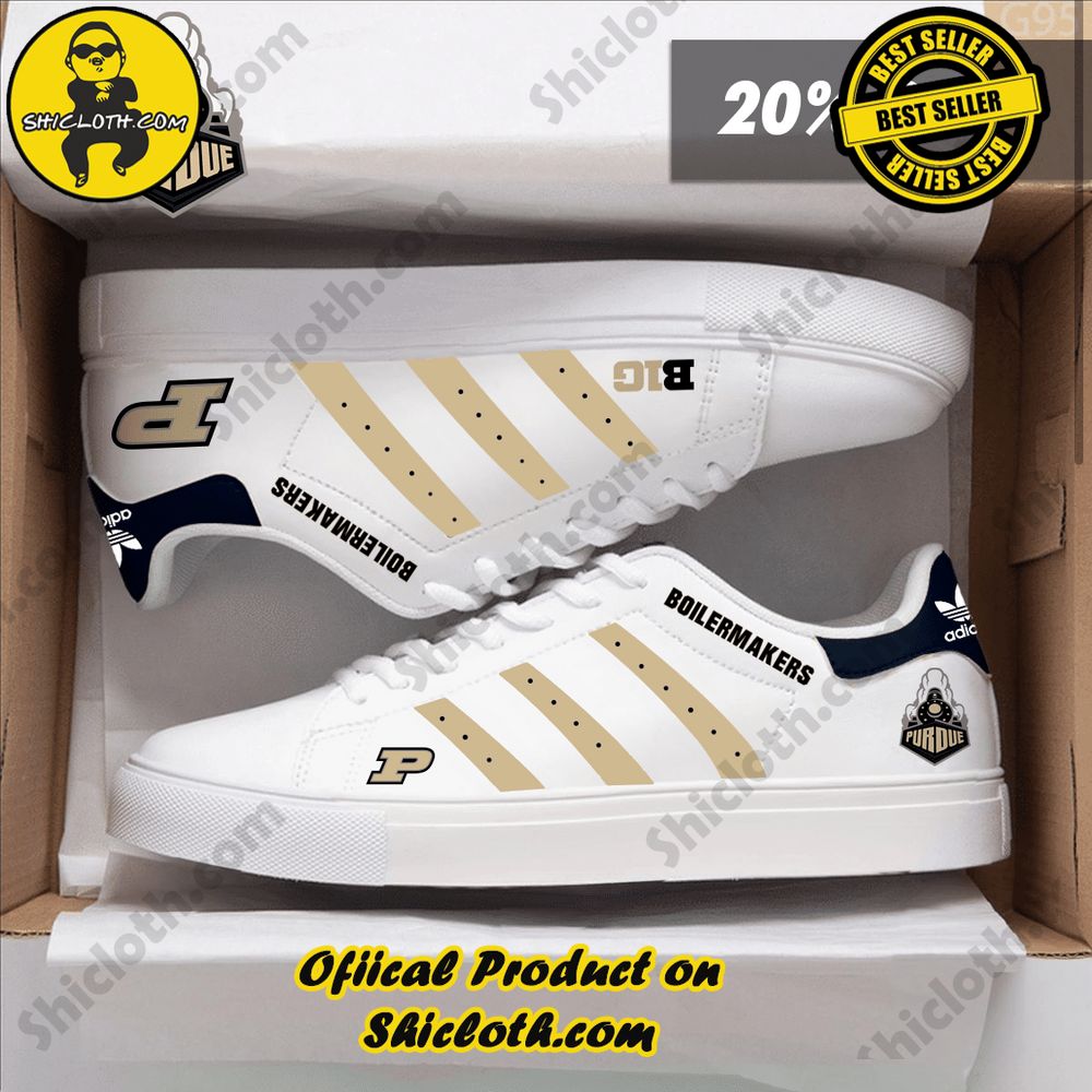 Limited Edition Stan Smith Shoes from Shiclothshop - A meaningful gift for sports enthusiasts. 3 NCAA Purdue Boilermakers Adidas Stan Smith Shoes