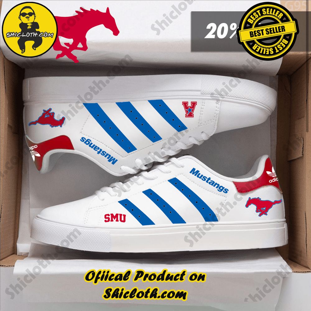 Limited Edition Stan Smith Shoes from Shiclothshop - A meaningful gift for sports enthusiasts. 4 NCAA SMU Mustangs Adidas Stan Smith Shoes