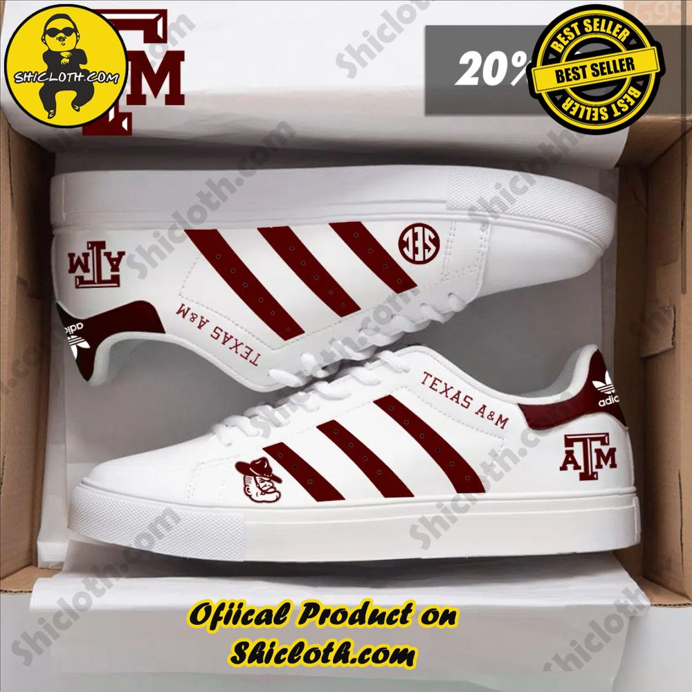 Limited Edition Stan Smith Shoes from Shiclothshop - A meaningful gift for sports enthusiasts. 10 NCAA Texas A&M Aggies Adidas Stan Smith Shoes