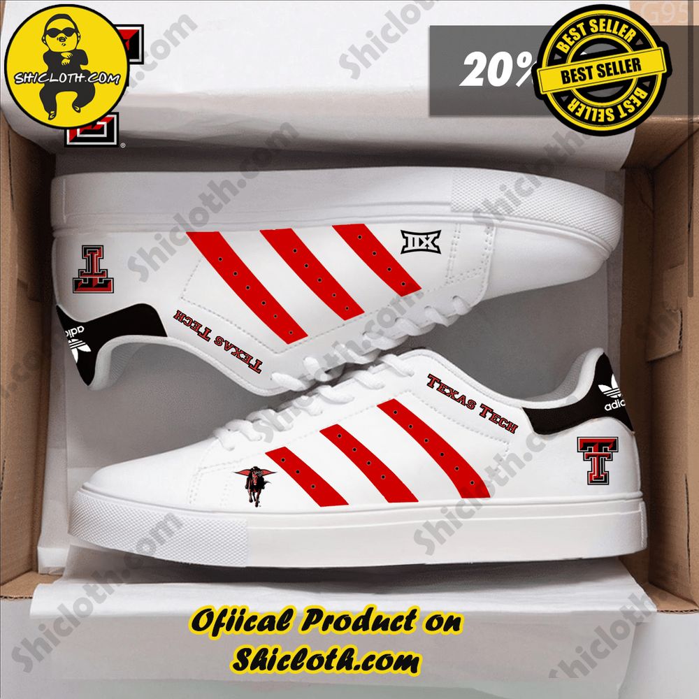 Limited Edition Stan Smith Shoes from Shiclothshop - A meaningful gift for sports enthusiasts. 12 NCAA Texas Tech Red Raiders Adidas Stan Smith Shoes