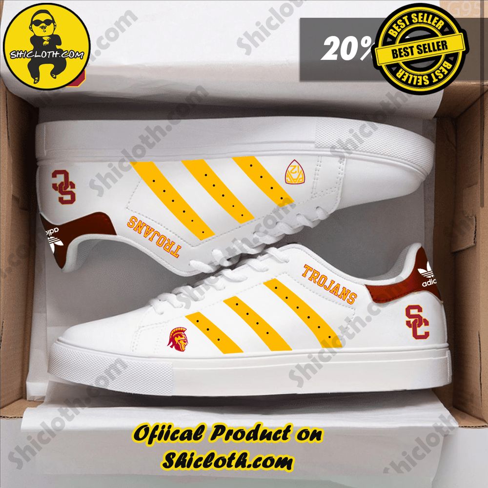 Limited Edition Stan Smith Shoes from Shiclothshop - A meaningful gift for sports enthusiasts. 15 NCAA USC Trojans Adidas Stan Smith Shoes