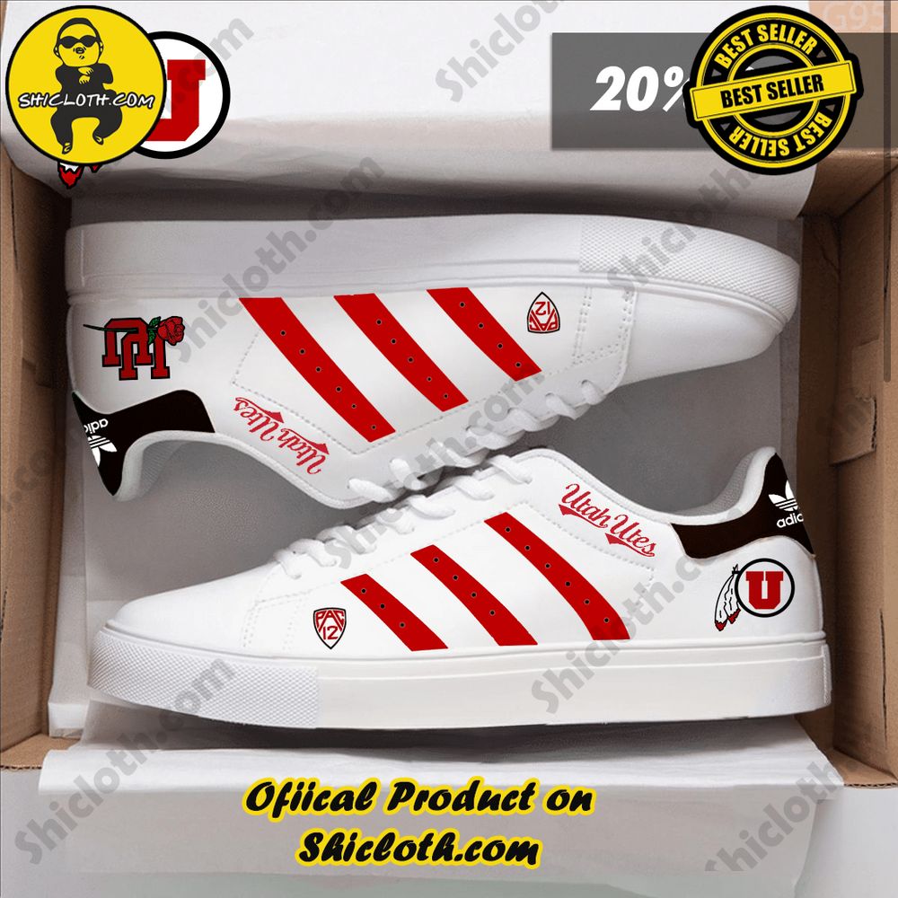 Limited Edition Stan Smith Shoes from Shiclothshop - A meaningful gift for sports enthusiasts. 16 NCAA Utah Utes Adidas Stan Smith Shoes