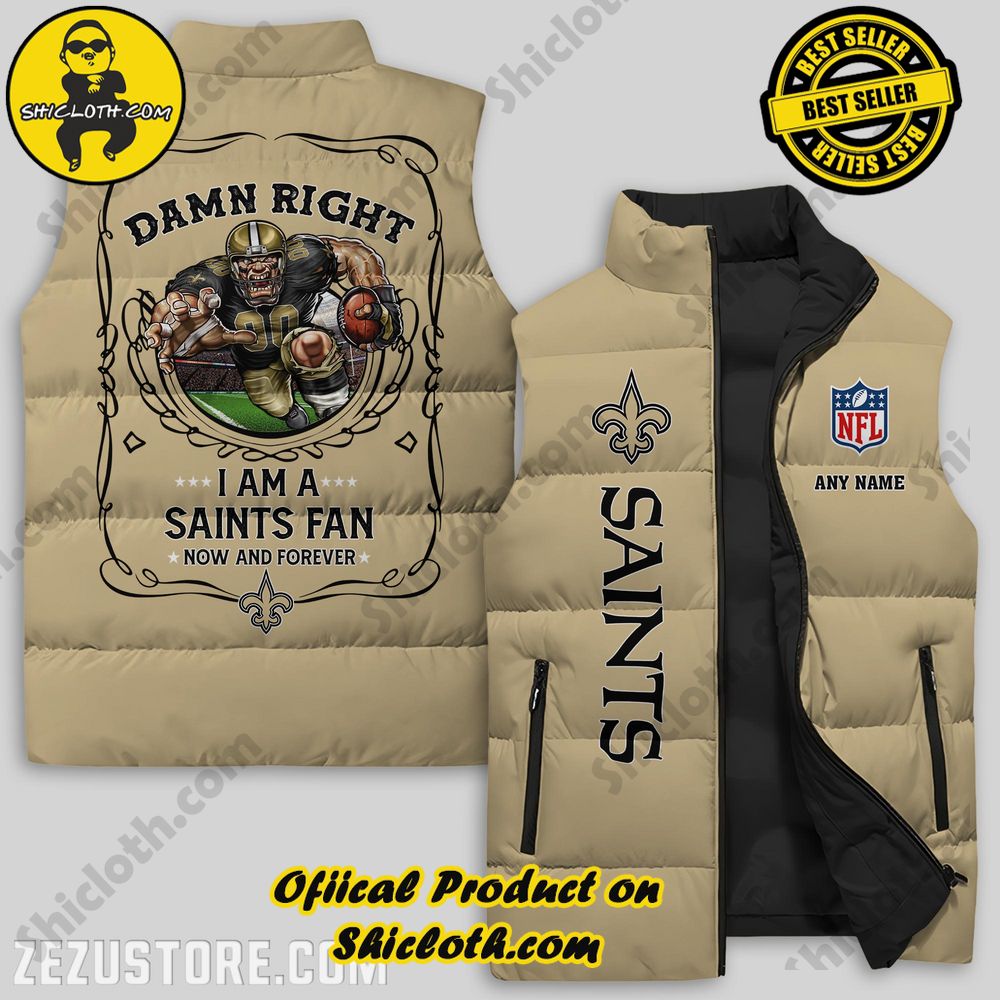 Hot Trending Game Day Glamour: Elevate Your Style with Shiclothshop's NFL Team Sleeveless Jacket Collection 39 New Orleans Saints NFL Sleeveless Jacket Premium Ver 1