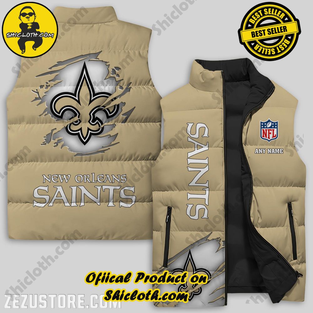 Hot Trending Game Day Glamour: Elevate Your Style with Shiclothshop's NFL Team Sleeveless Jacket Collection 40 New Orleans Saints NFL Sleeveless Jacket Premium Ver 2