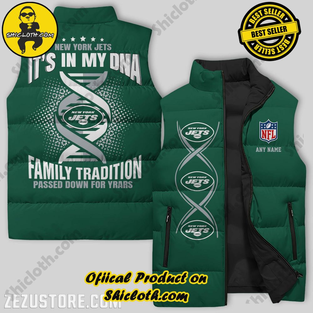 Best Seller Game Day Glamour: Elevate Your Style with Shiclothshop's NFL Team Sleeveless Jacket Collection 8 New York Jets NFL Custom Puffer Sleeveless Jacket Premium