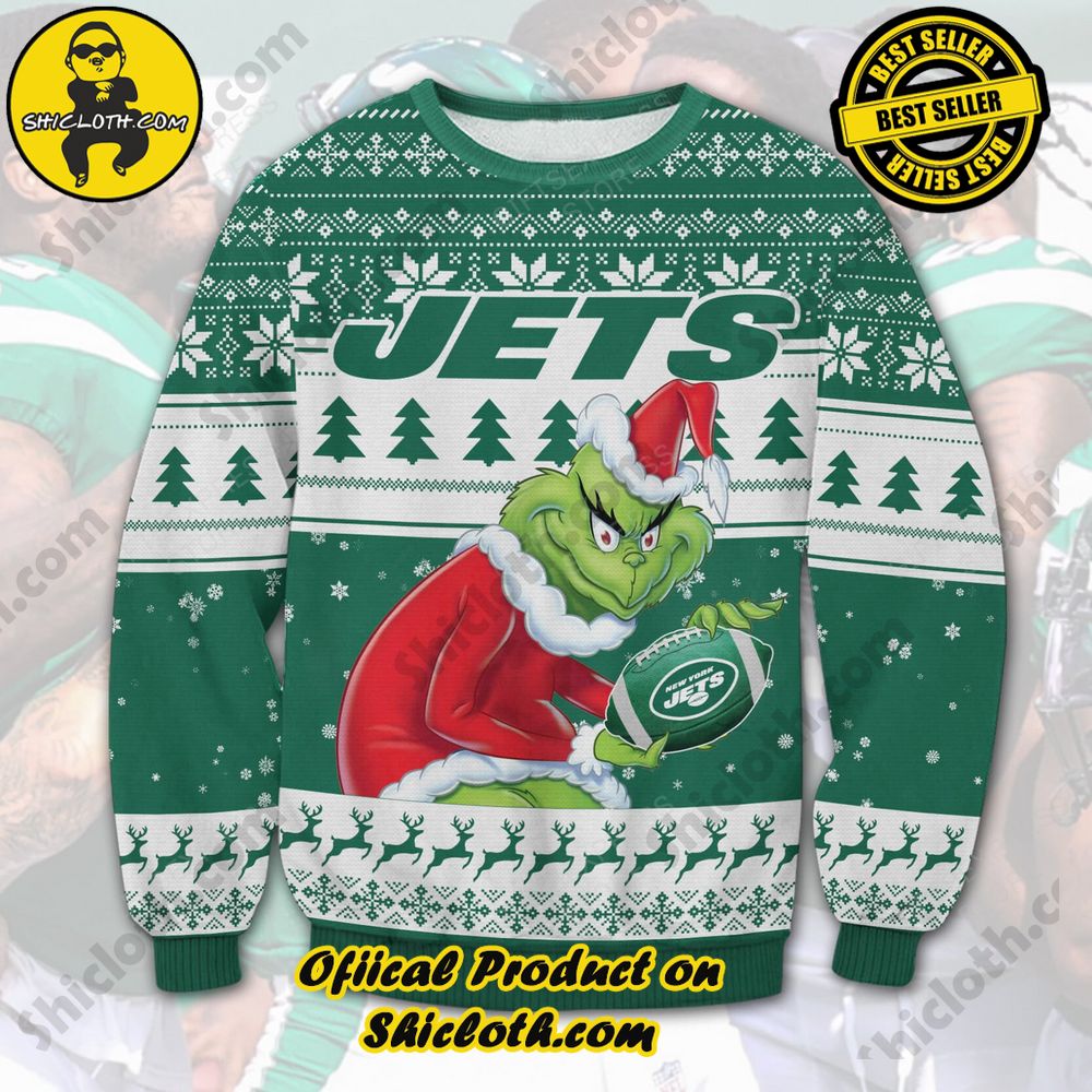 Unveiling Festive Delight: Shiclothshop's Unique Collection of Ugly Christmas Sweaters 88 New York Jets Ugly Sweater