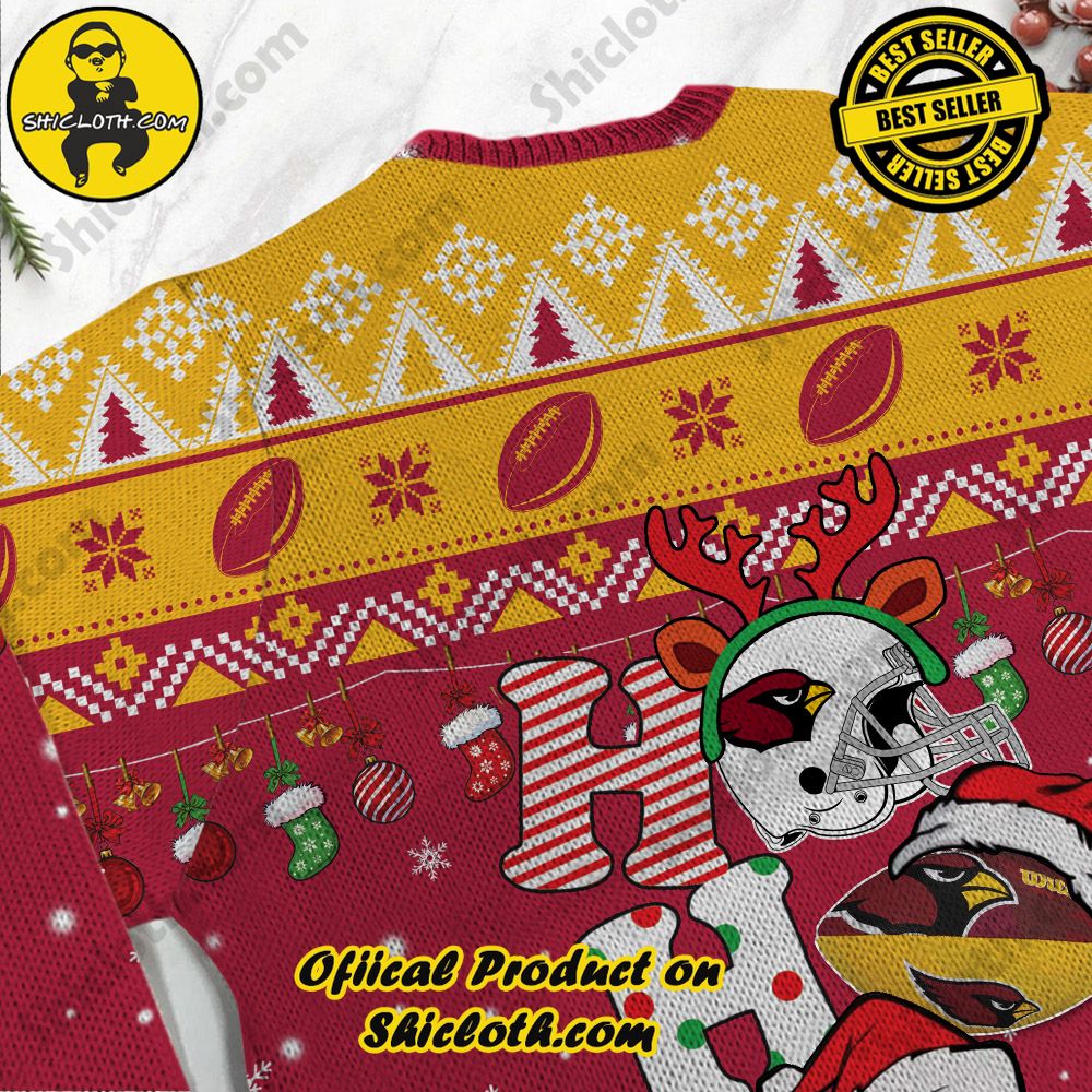 NFL Arizona Cardinals Ho Ho Ho Custom Name Ugly Christmas Sweater 3 NFL Arizona Cardinals Ho Ho Ho Custom Name Ugly Christmas Sweater - Image 3