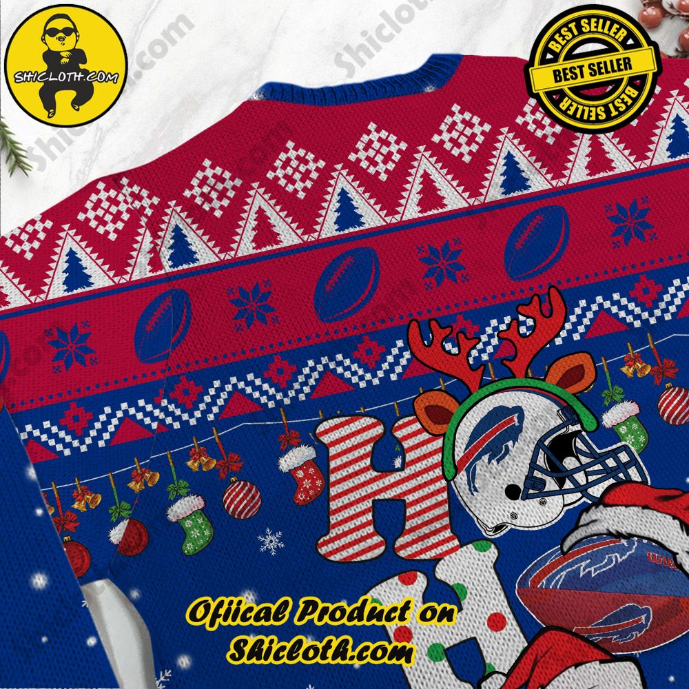 NFL Buffalo Bills Ho Ho Ho Custom Name Ugly Wool Sweater 3 NFL Buffalo Bills Ho Ho Ho Custom Name Ugly Wool Sweater - Image 3