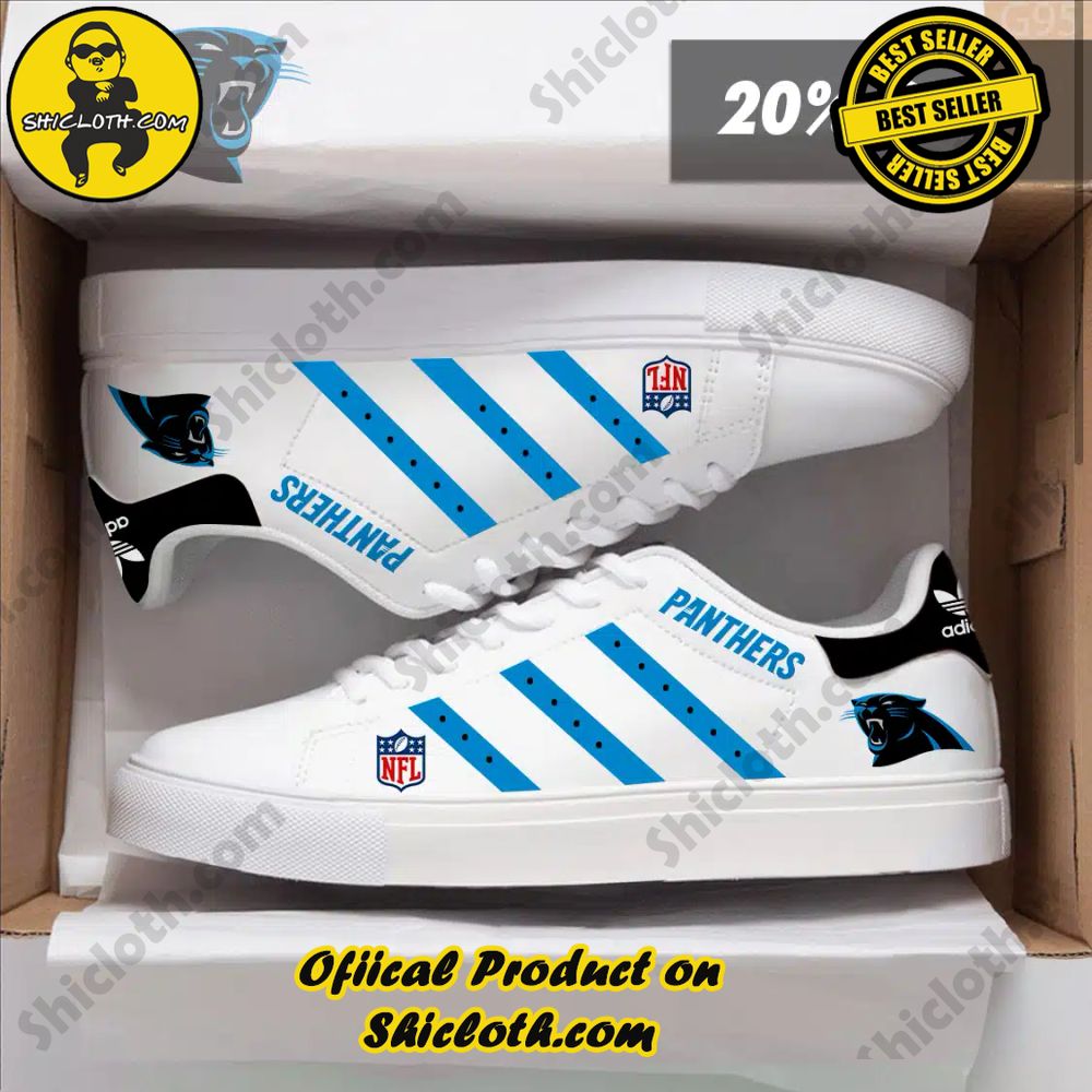 Limited Edition Stan Smith Shoes from Shiclothshop - A meaningful gift for sports enthusiasts. 32 NFL Carolina Panthers Adidas Stan Smith Shoes